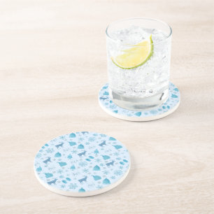 Posavasos Blue Christmas – Elegant Snowflake & Reindeer