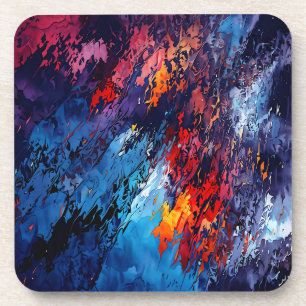 Posavasos Blue Ember Blue Red Contemporary Resumen Arte