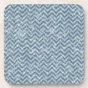 Posavasos Blue Faux Purpurina Sparkle Chevron