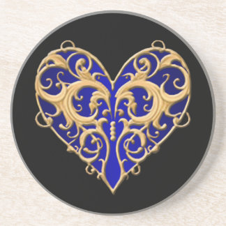 Posavasos Blue Filigree Heart Coaster