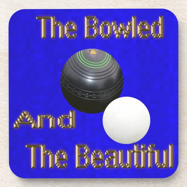 Posavasos Blue Gold Letters Funny Lawn Bowl Design, (Frente)
