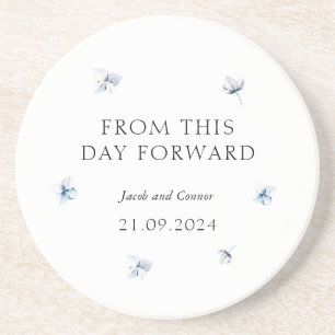 Posavasos Blue Hydrangea Modern Wedn Favor Coasters