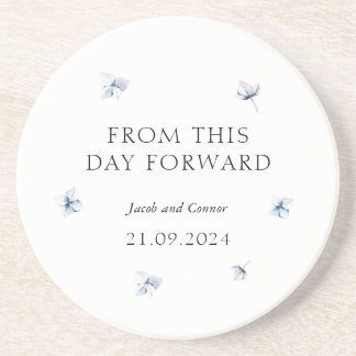 Posavasos Blue Hydrangea Modern Wedn Favor Coasters