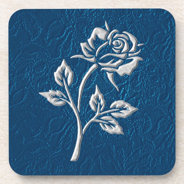 Posavasos Blue Lace con Rosa plateado (Frente)