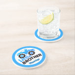 Posavasos Blue Little Brother Monster Truck Custom Name<br><div class="desc">Celebrate the bond between siblings with this adorable 'Little Brother' sandstone coaster, featuring a charming monster truck design in shades of blue. Perfect for adding a touch of personalized style to any home, this coaster is a thoughtful gift for the little brother in your life. The high-quality design ensures that...</div>