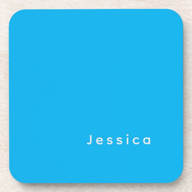 Posavasos Blue Modern Elegant Plain Simple Professional Name (Frente)