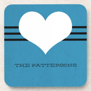 Posavasos Blue Modern Heart Coaster Set
