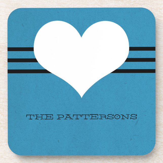 Posavasos Blue Modern Heart Coaster Set (Frente)