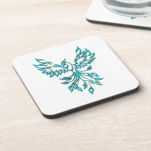 Posavasos Blue Phoenix Rising en Blanco