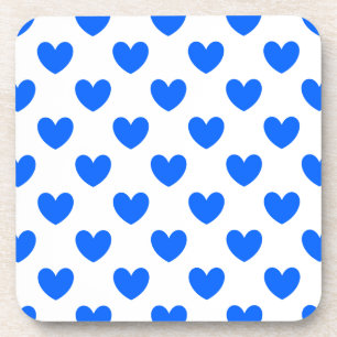 Posavasos Blue polka hearts on white