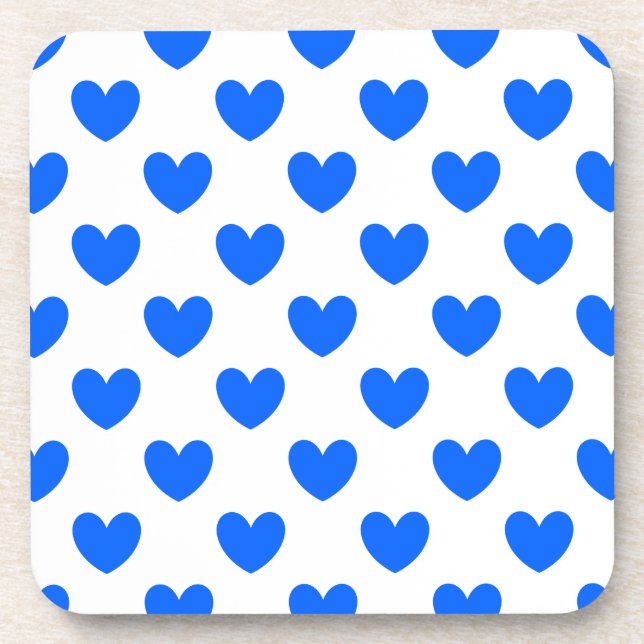Posavasos Blue polka hearts on white (Frente)