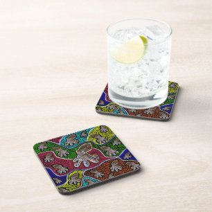 Posavasos Blue Ringer Octopus Dot Art,