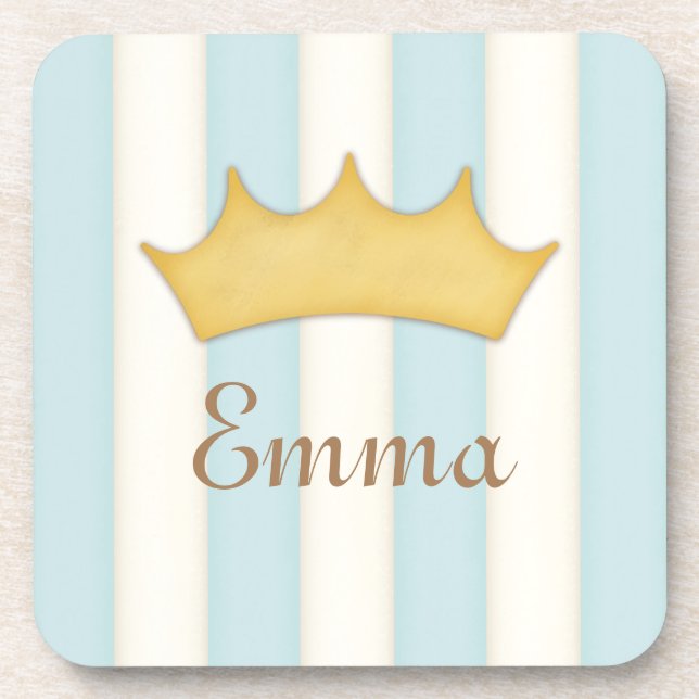 Posavasos Blue Stripes Personalized Name Prince or Princess (Frente)