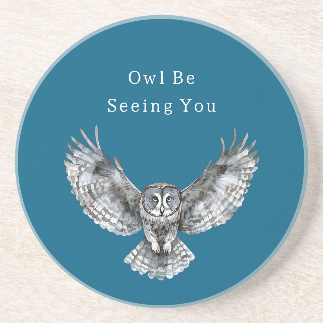 Posavasos Blue White Owl   (Frente)