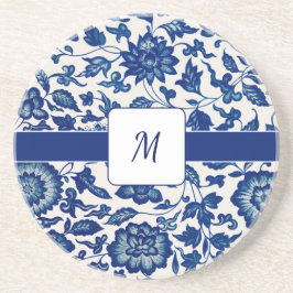 Posavasos Blue White Wildflower French Country Custom Name