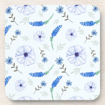 Blue Wildflower Watercolor Coaster