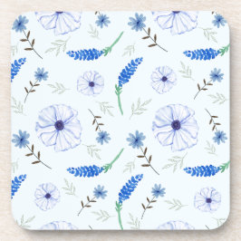 Posavasos Blue Wildflower Watercolor Coaster