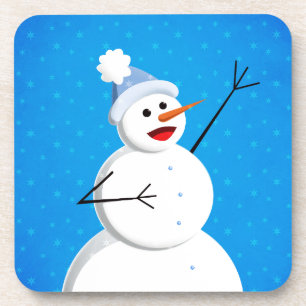 Posavasos Blue Winter Happy Snowman
