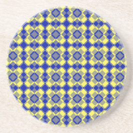 Posavasos Blue Yellow Checker Argyle Pattern