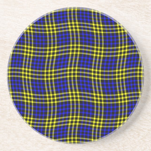 Posavasos Blue Yellow Plaid Checker Seamless Pattern (Frente)