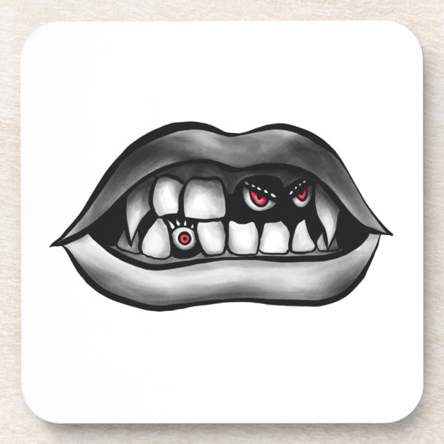 Posavasos Boca De Vampiro Con Fangs Y Criaturas Malvadas (Frente)