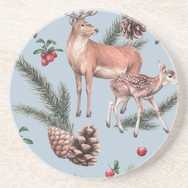 Posavasos Boceto de invierno, fondo azul. (Frente)