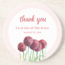 Posavasos Boda Alliums Flor de Acuarela Rosa Púrpura