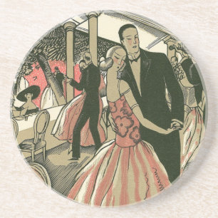 Posavasos Boda Art Déco Vintage, Primer Baile de Recién Casa
