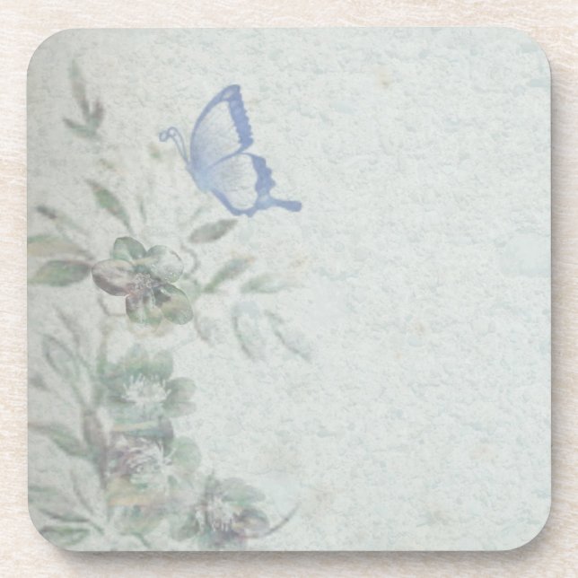 Posavasos Boda Azul Floral Vintage (Frente)