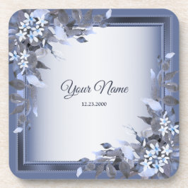Posavasos Boda Azul Marino Floral Gris Plateado Fiesta Elega
