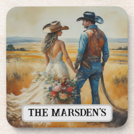 Posavasos Boda Country Western Acuarela