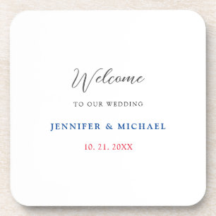 Posavasos Boda de bienvenida elegante en blanco y negro