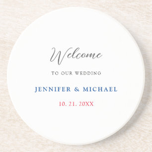 Posavasos Boda de bienvenida elegante en blanco y negro