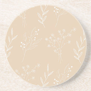 Posavasos Boda de Boho floral de la esquina blanca beige