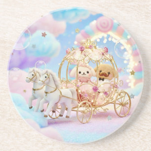 Posavasos Boda de Cachorro Adorable Cuento de Hadas Carruaje