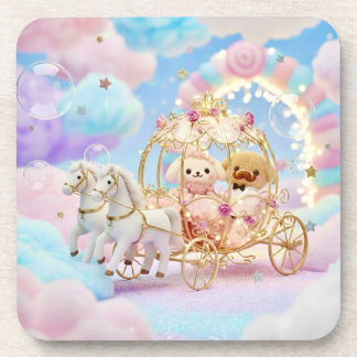 Posavasos Boda de cachorro lindo Cuento de hadas Carruaje