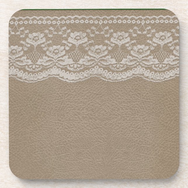 Posavasos Boda de cuero y encaje (Frente)