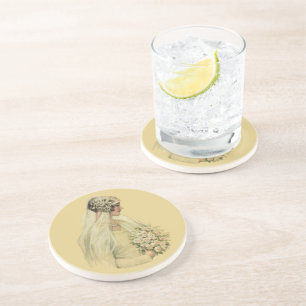 Posavasos Boda de época, retrato de novia victoriana