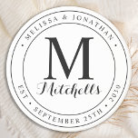 Posavasos Boda de fecha de nombre de monograma personalizado<br><div class="desc">Añada el toque final a su boda con estas divertidas tartas de monograma personalizado. Perfecto como favores de boda para todos sus invitados. Personalizar estos favores matrimoniales con su monograma inicial, nombres y fecha. Consulte nuestra colección de bodas para conocer las invitaciones de bodas de perro y guardar las tarjetas...</div>