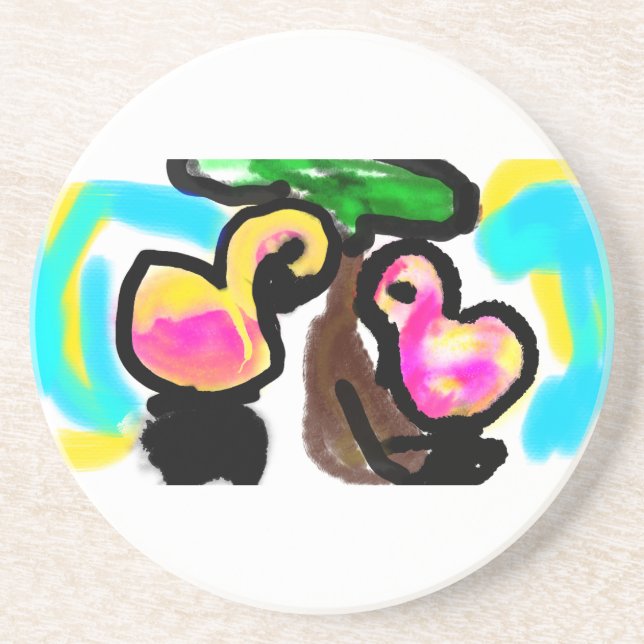 Posavasos Boda de flamencos rosados (Frente)