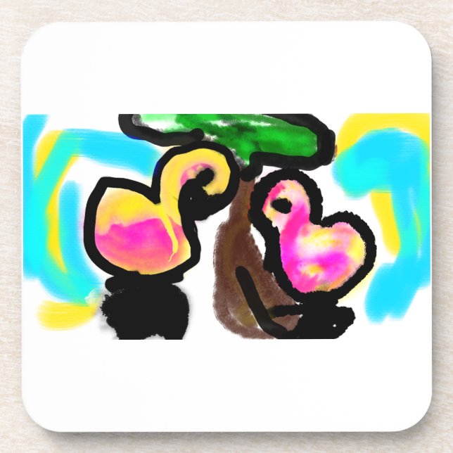 Posavasos Boda de flamencos rosas (Frente)