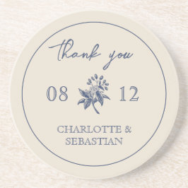 Posavasos Boda de flores azules de época