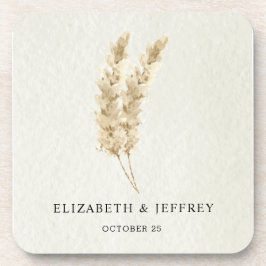 Posavasos Boda de Grass Boho Pampas, ruso y neutral