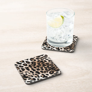 Posavasos Boda de leopardo de crema negra melocotón