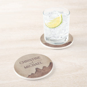 Posavasos Boda de montaña marrón de papel rústico vintage