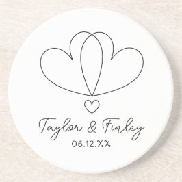 Posavasos Boda de nombres personalizados modernos y sencillo