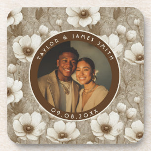 Posavasos Boda de Playa con Tema de Anémonas Felices