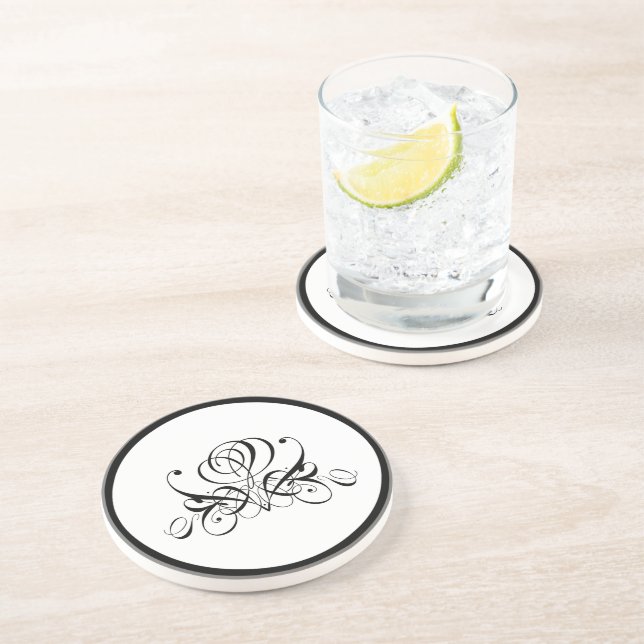 Posavasos Boda de Rosa negro caligrafía (Lado)