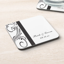 Posavasos Boda de Swirls en blanco y negro