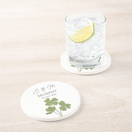 Posavasos Boda del amante de la hoja verde moderna irlandesa